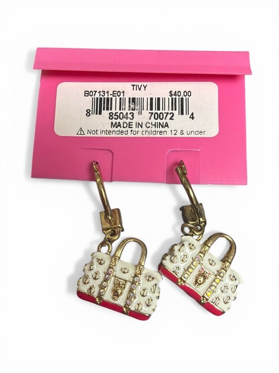 Betsey Johnson Ivy League Skull Purse Drop Earrings - Picture 2 of 2